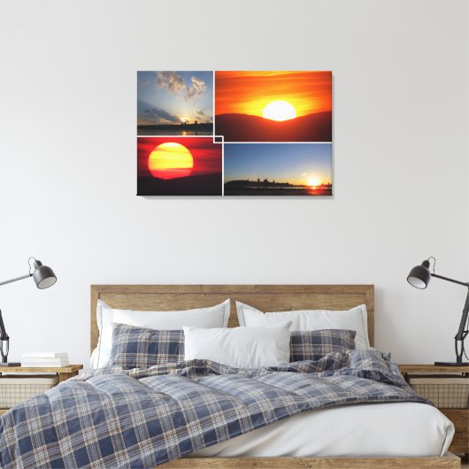 Aangepaste 4-foto Zonsondergangen Canvas Afdruk (Insitu (Slaapkamer))