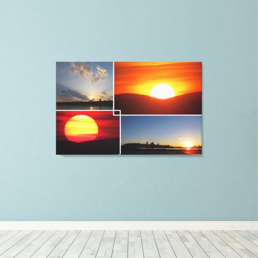 Aangepaste 4-foto Zonsondergangen Canvas Afdruk (Insitu (Houten vloer))