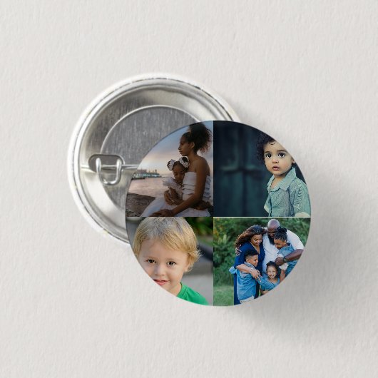 Aangepaste 4 fotocollage ronde button 3,2 cm (Voorkant /achterkant)