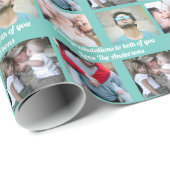 Aangepaste 4 fotofamilie met DIY-bericht rood Cadeaupapier (Rol Hoek)