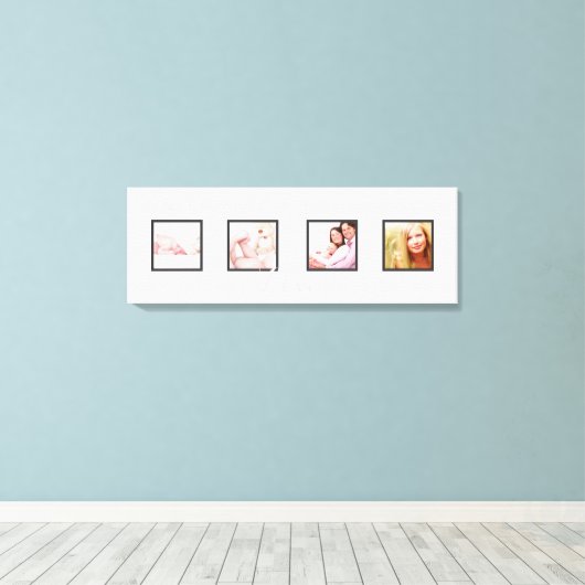 aangepaste 4-fotokaders DIY font+background Canvas Afdruk (Insitu (Houten vloer))