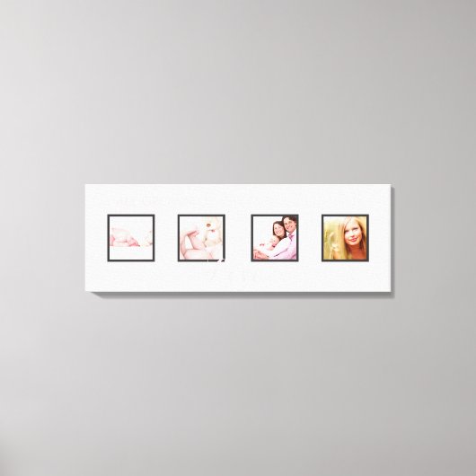 aangepaste 4-fotokaders DIY font+background Canvas Afdruk (Voorkant)