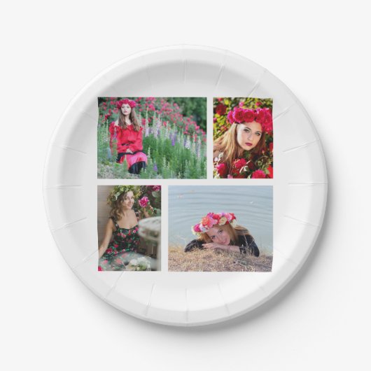 Aangepaste 4-fotokleur papieren bordje (Voorkant)