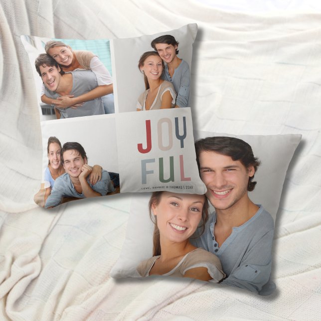 Aangepaste 4 Foto's Collage Kerstmis Kussen (Custom 4 Photos Collage Christmas Throw Pillow)