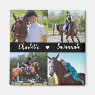 Aangepaste 4 foto's Collage Paard Naam Magneet