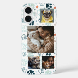 Aangepaste 4 fotosleuven en pootafdrukken iPhone 16 hoesje