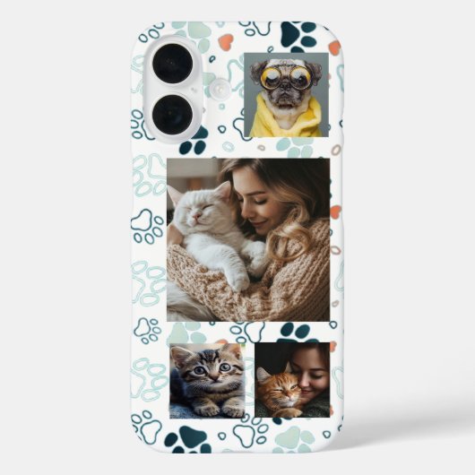 Aangepaste 4 fotosleuven en pootafdrukken Case-Mate iPhone case (Achterkant)