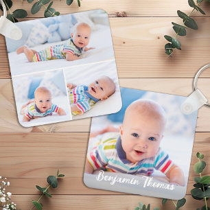 Aangepaste 4 Photo Collage Modern Gepersonaliseerd Sleutelhanger