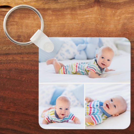 Aangepaste 4 Photo Collage Modern Gepersonaliseerd Sleutelhanger (Voorkant)