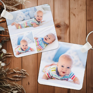 Aangepaste 4 Photo Collage Modern Pasgeboren Baby Sleutelhanger