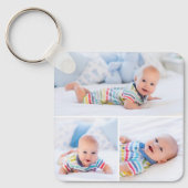 Aangepaste 4 Photo Collage Modern Pasgeboren Baby Sleutelhanger (Voorkant)