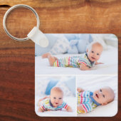 Aangepaste 4 Photo Collage Modern Pasgeboren Baby Sleutelhanger (Voorkant)