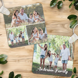 Aangepaste 4 Photo Collage Moderne Familie Geperso Sleutelhanger