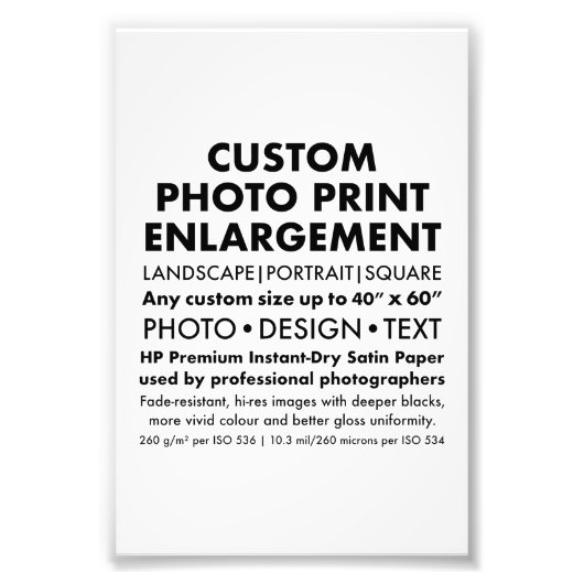 Aangepaste 4 "x6" Portret Fotovergroting Print Foto Afdruk (Voorkant)