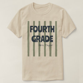 Aangepaste 4e klas schoolstrepen docent naam Sage T-shirt