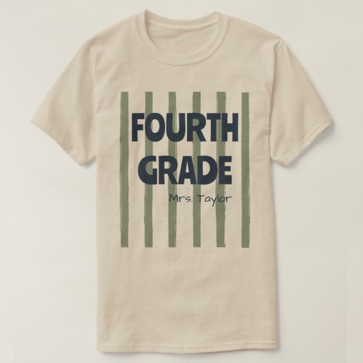 Aangepaste 4e klas schoolstrepen docent naam Sage T-shirt (Design voorkant)