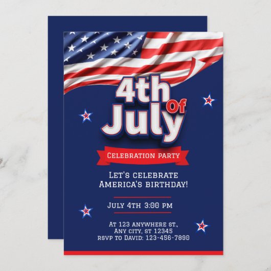 Aangepaste 4th of July Buurtblok Partij Kaart (Voorkant / Achterkant)