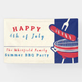 Aangepaste 4th of July Familie Zomer BBQ Spandoek (Horizontaal)