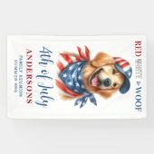 Aangepaste 4th of July Red White Woof Patriotic Do Spandoek (Horizontaal)