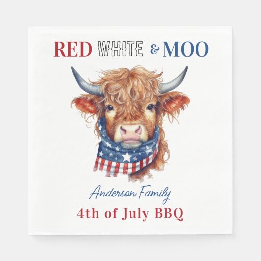 Aangepaste 4th of July Rood Wit Blauw Patriottisch Servet (Voorkant)