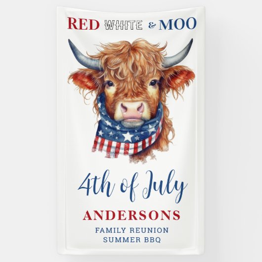 Aangepaste 4th of July Rood Wit Blauw Patriottisch Spandoek (Verticaal)