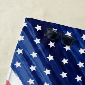 Aangepaste 4th of July Strandreis Rood Wit Blauw Strandlaken (In situ)