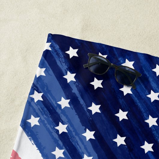 Aangepaste 4th of July Strandreis Rood Wit Blauw Strandlaken (In situ)