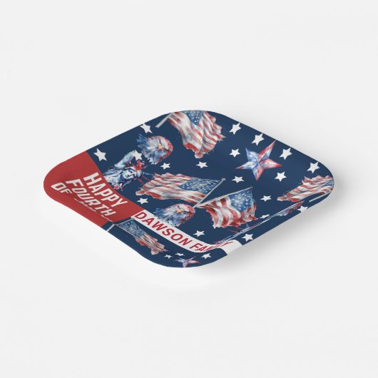 Aangepaste 4th van juli Waterverf Papieren Bordje (Gebogen)