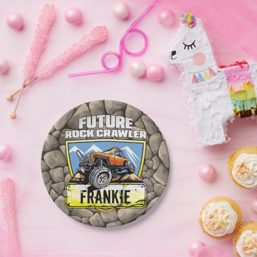 Aangepaste 4x4 Future Rock Crawler | Gepersonalise Papieren Bordje (Feest)