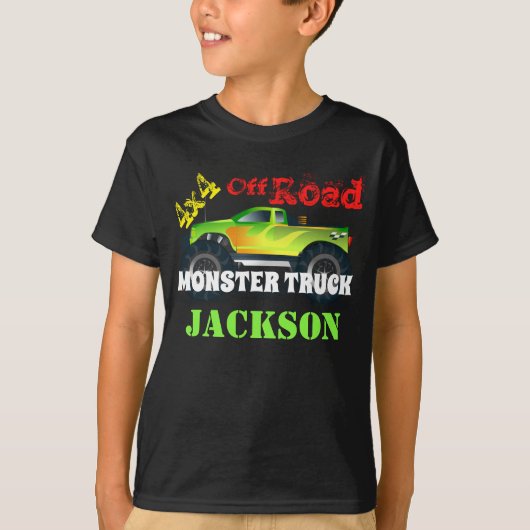 Aangepaste 4x4 Green Monster Truck T-shirt (Voorkant)