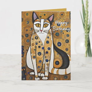 Aangepaste 50e Art Nouveau Kat Verjaardag Bedankkaart