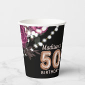 Aangepaste 50e Birthday Roos Wine Luxury Papieren Bekers (Voorkant)