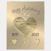 Aangepaste 50e bruiloft Jubileum bruine tas Fleece Deken (Voorkant)