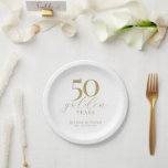 Aangepaste 50e bruiloft Jubileum Elegant Papieren Bordje<br><div class="desc">Toast op 50 jaar liefde met onze aangepaste jubileumpapieren borden! Elegant script in gouden tinten voegt een vleugje luxe toe aan uw viering. Proost op blijvende liefde!</div>