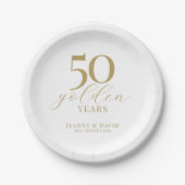 Aangepaste 50e bruiloft Jubileum Elegant Papieren Bordje (Voorkant)