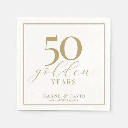 Aangepaste 50e bruiloft Jubileum Elegant Servet (Voorkant)