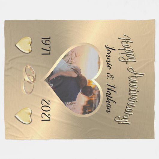 Aangepaste 50e bruiloft Jubileum foto Blanket Fleece Deken (Voorkant (Horizontaal))