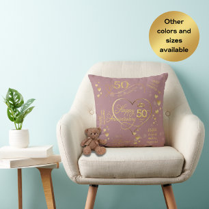 Aangepaste 50e bruiloft Jubileum-mijlpaal Kussen