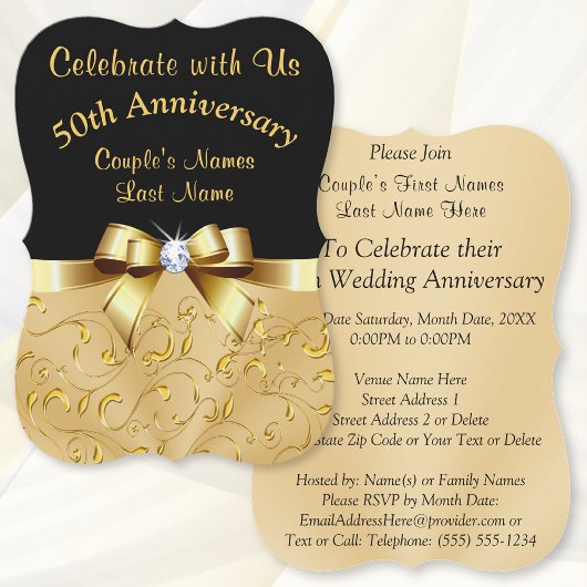 Aangepaste 50e bruiloft Jubileum-uitnodigingen Kaart