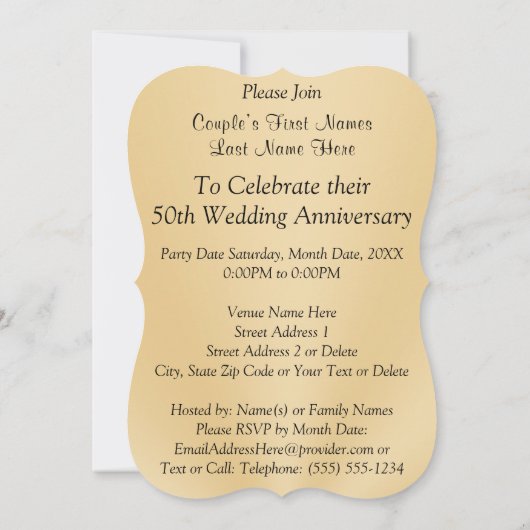 Aangepaste 50e bruiloft Jubileum-uitnodigingen Kaart (Achterkant)