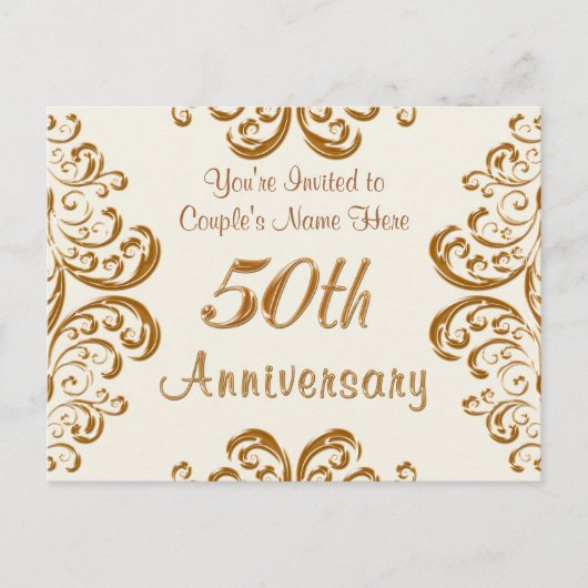 Aangepaste 50e bruiloft Jubileum-uitnodigingen Uitnodiging Briefkaart (Voorkant)