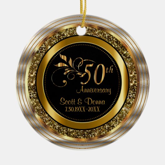 Aangepaste 50e Golden Jubileum Keramisch Ornament (Voorkant)