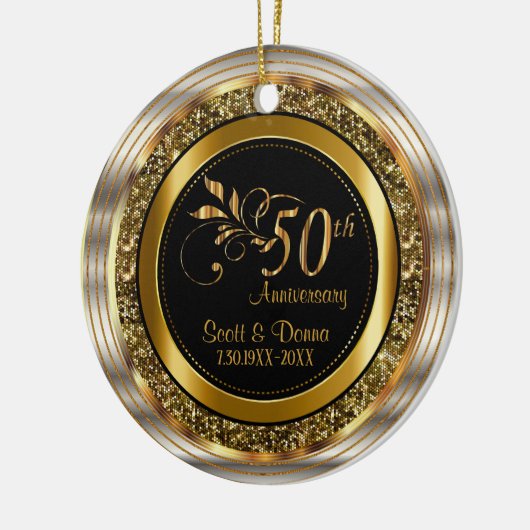 Aangepaste 50e Golden Jubileum Keramisch Ornament (Links)