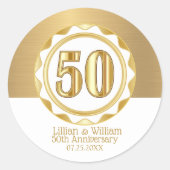 Aangepaste 50e Golden Jubileum of verjaardag, enz. Ronde Sticker (Voorkant)