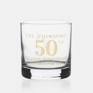 Aangepaste 50e gouden huwelijksjubileum echtgenoot whisky glas