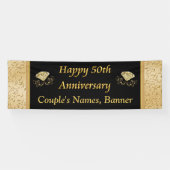 Aangepaste 50e Jubileum banner, zwart, goud Spandoek (Horizontaal)