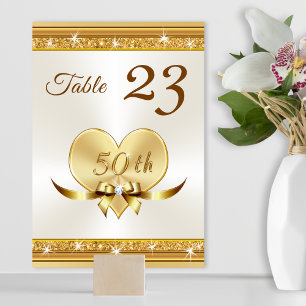 Aangepaste 50e Jubileum Gold Table NUMBER-kaarten Kaart