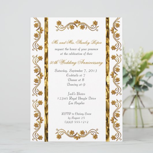 Aangepaste 50e Jubileum-uitnodigingen Kaart (Staand voorkant)