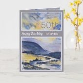 Aangepaste 50e Schilderachtig-Birthdagskaart voor Kaart (Gele Bloem)