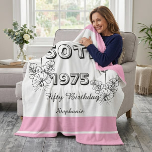 Aangepaste 50e verjaardag deken voor vrouwen,